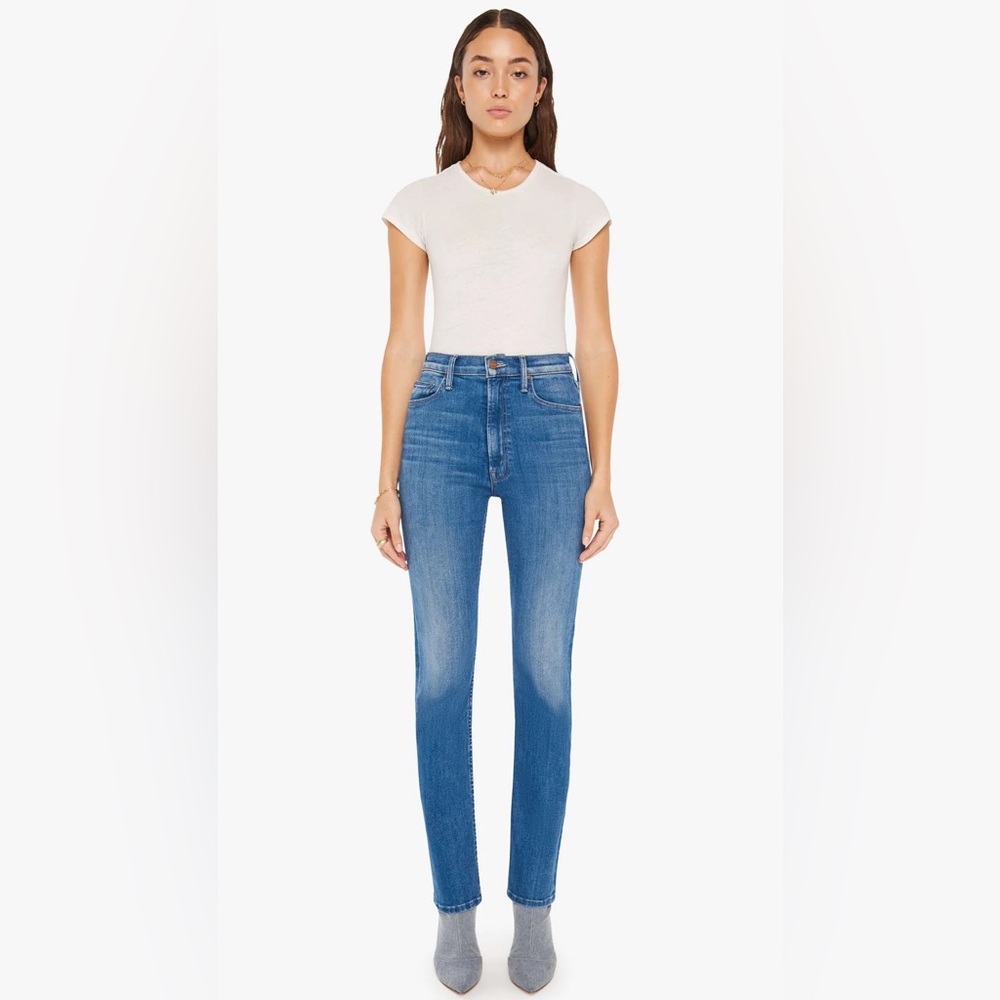 MOTHER High Waisted Rider Skimp in Cowboys Don't Cry Wash (Med Blue), Size 24